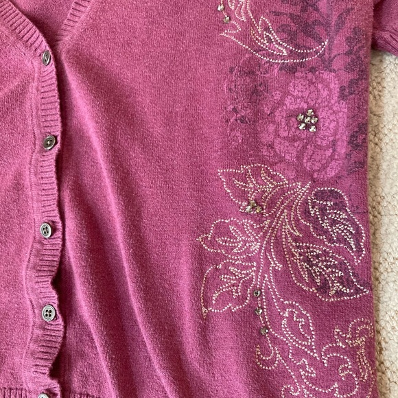 Sonoma Women's Purple Embroidered Cardigan Sweater - Picture 3 of 5